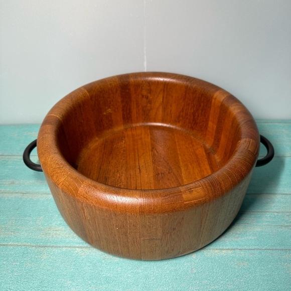 Digsmed Design Denmark Teak Wooden Salad/Serving Bowl with Iron Handles